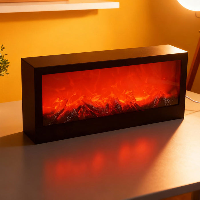Cheminée LED décorative effet flammes forme rectangulaire