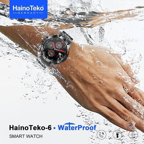 HainoTeko-6 avec écran AMOLED 3 paires de bracelets et lampe torche intégrée - ساعة ذكية أصلية