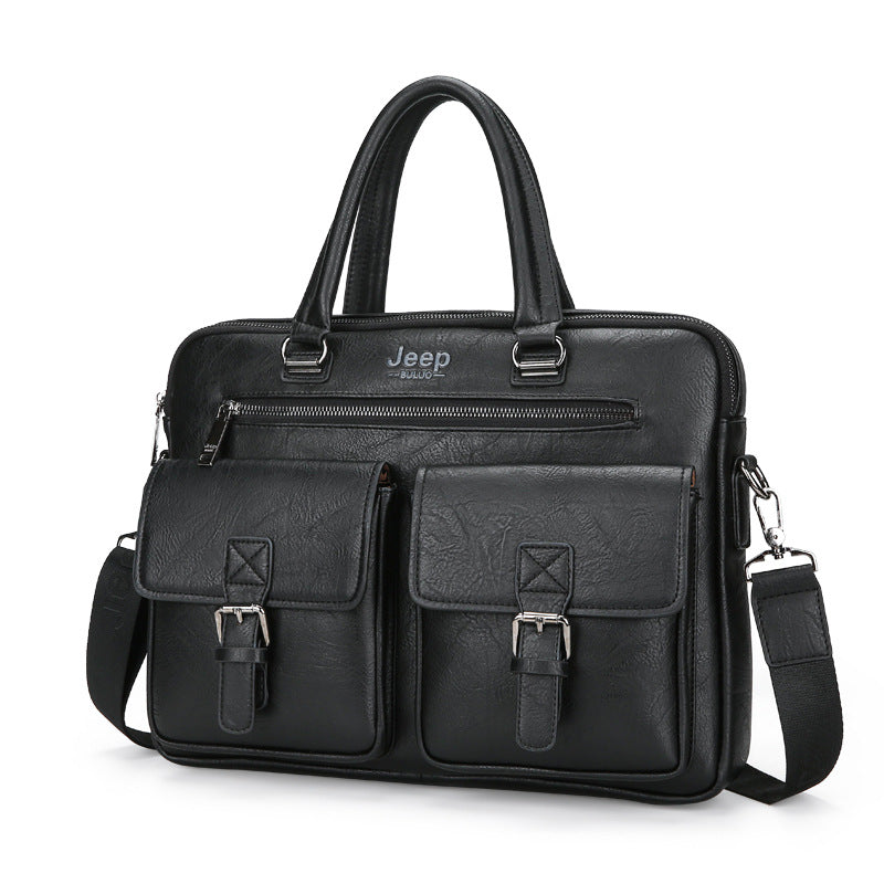 Cartable Homme en Simili Cuir Design Élégant Jeep Noir – حقيبة جلدية لون أسود