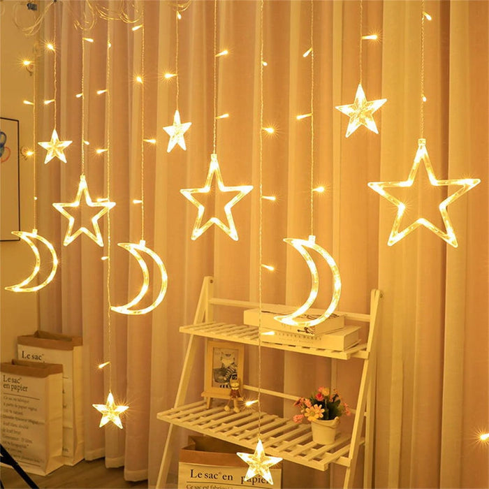 Guirlande LED Ramadan en Forme de Croissant et D’étoiles V3 – ستائر رمضانية مضيئة على شكل هلال ونجمة