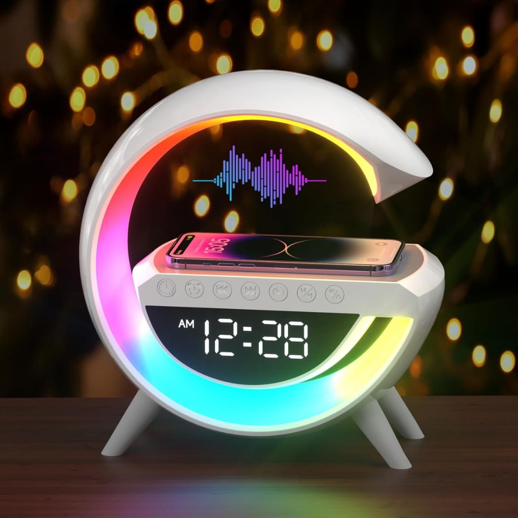 Lampe d'Ambiance LED avec Chargeur Sans Fil et Enceinte Bluetooth - مصباح مع شاحن لاسلكي ومكبر صوت بلوتوث