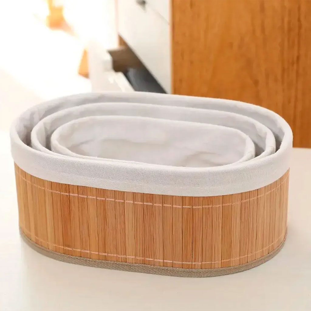 Ensemble de 3 paniers rangement en bambou de haute qualité