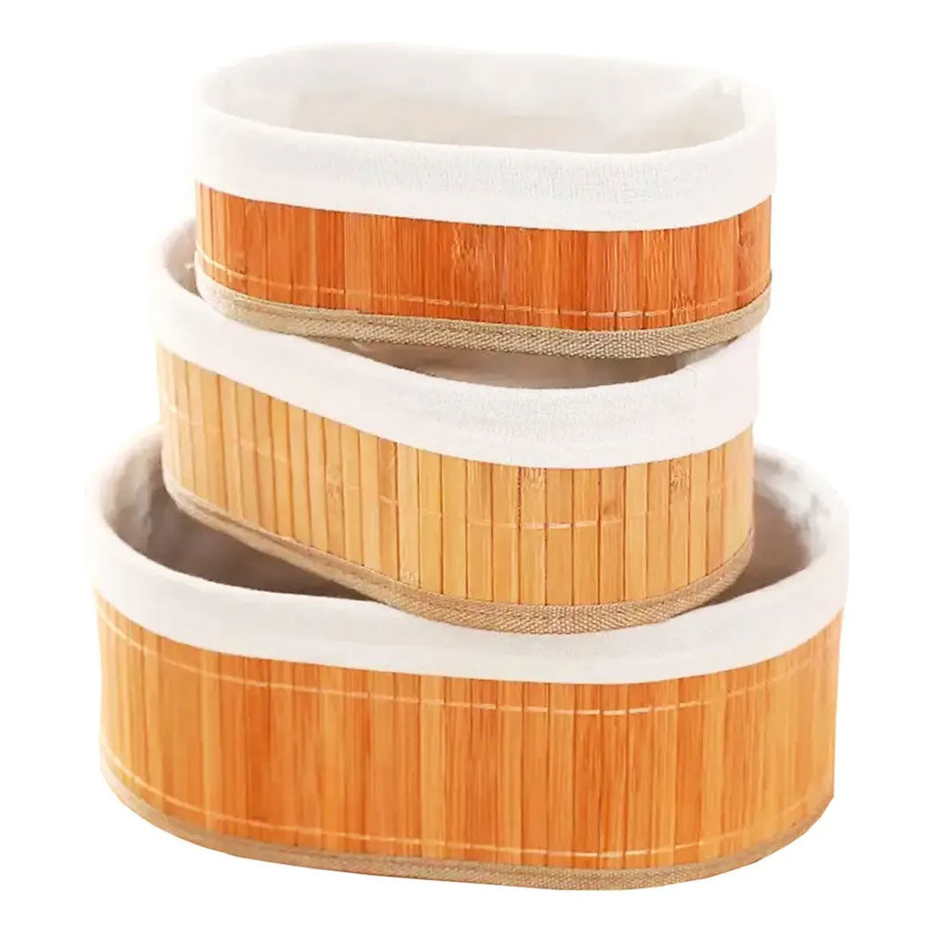 Ensemble de 3 paniers rangement en bambou de haute qualité