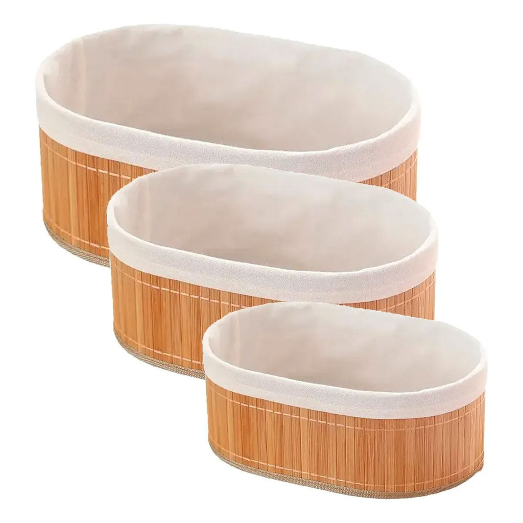 Ensemble de 3 paniers rangement en bambou de haute qualité