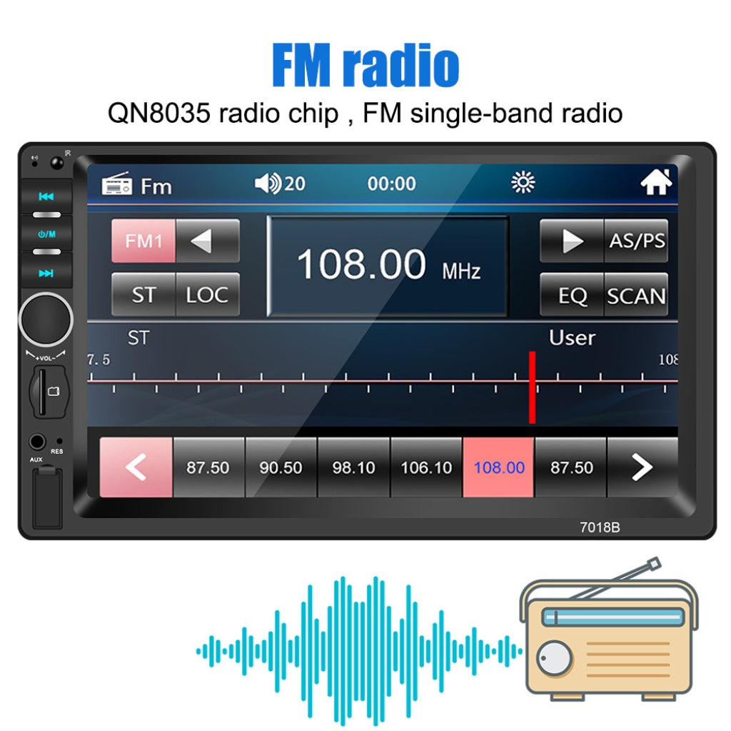 DVD Mp5 Auto-radio écran tactile 7 Pouce Bleutooth. USB AUX .CARD SD. Standard